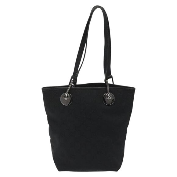 GUCCI GG Canvas Tote Bag Black Silver - Picture 3 of 16